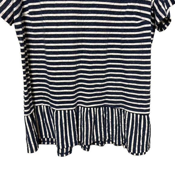 Avenue Blue and White Striped T-shirt with Ruffled Detailing - Picture 5 of 7